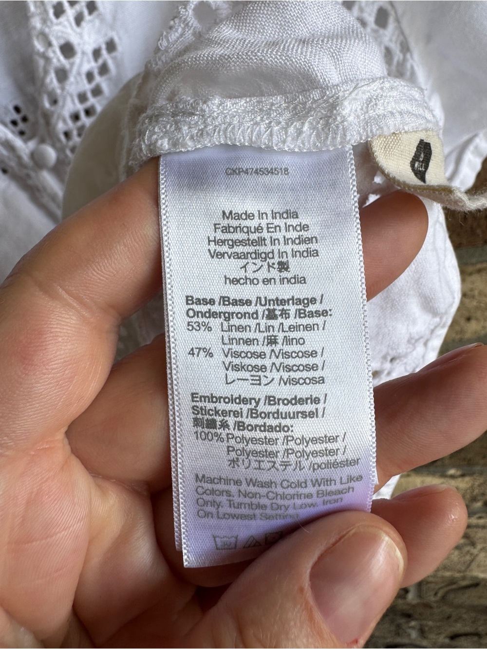 Madewell Eyelet Flutter-Sleeve Top White Linen Blend Button Front Blouse XL - Picture 11 of 15